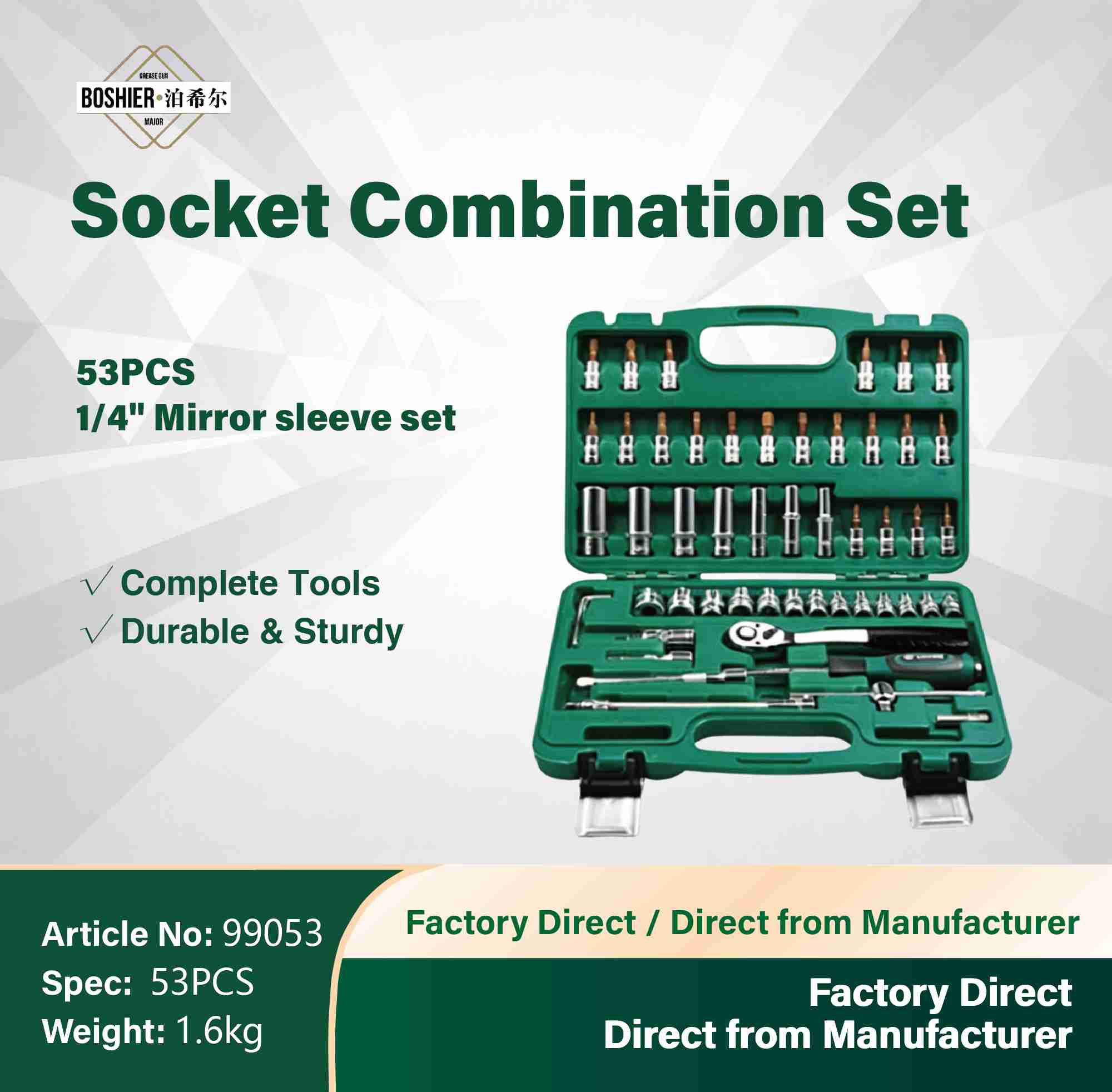 53-piece 1/4 mirror sleeve set