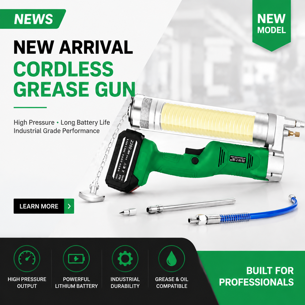Lithium battery fully automatic grease gun, dual-purpose electric lubrication tool empowers construction machinery maintenance and upgrades